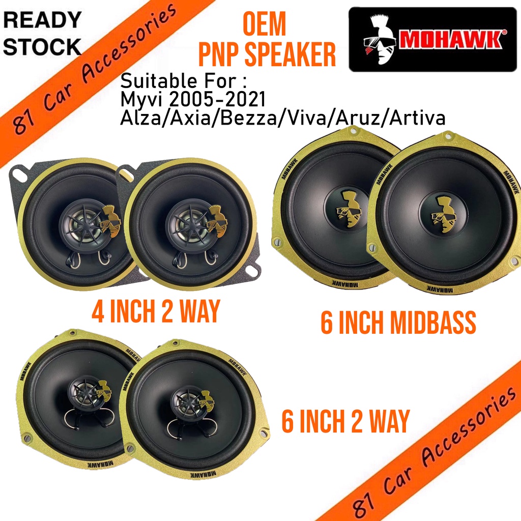 [81] 2021 100% Original Mohawk Car Audio Best Quality Gold Speaker OEM Plug  Play Perodua Myvi Axia Alza